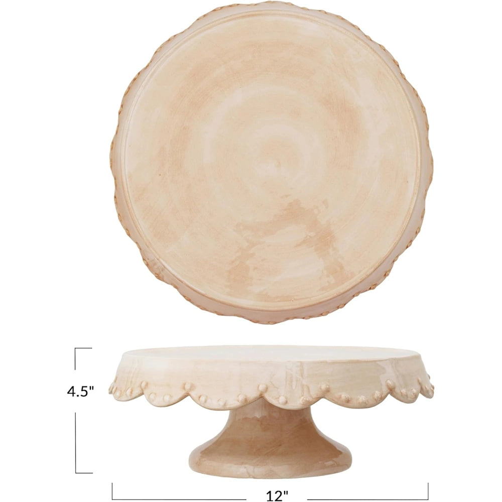 Stoneware Cake Stand with Scalloped Edge — alternate view 3