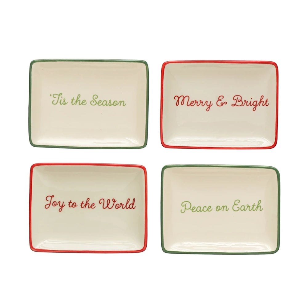 Stoneware Dish with Holiday Words — alternate view 2