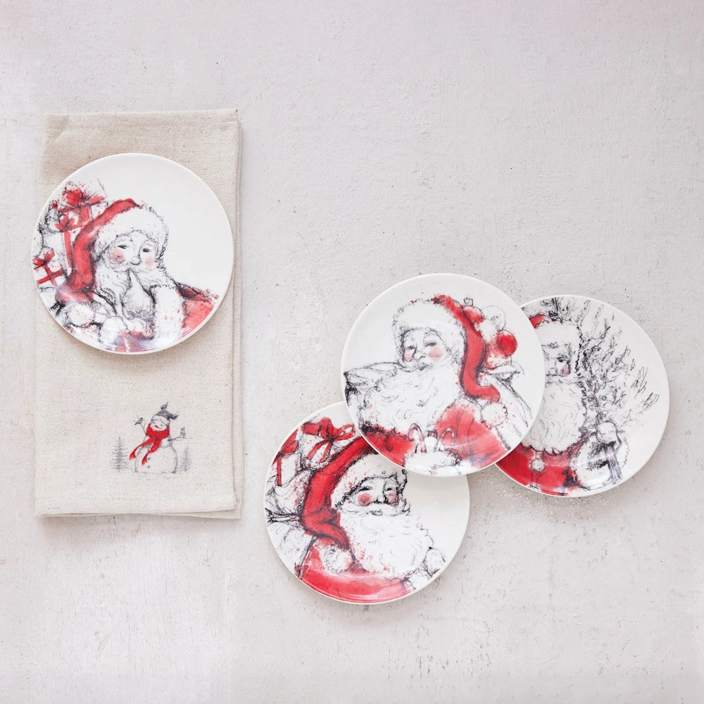 Stoneware Plates with Santa Image