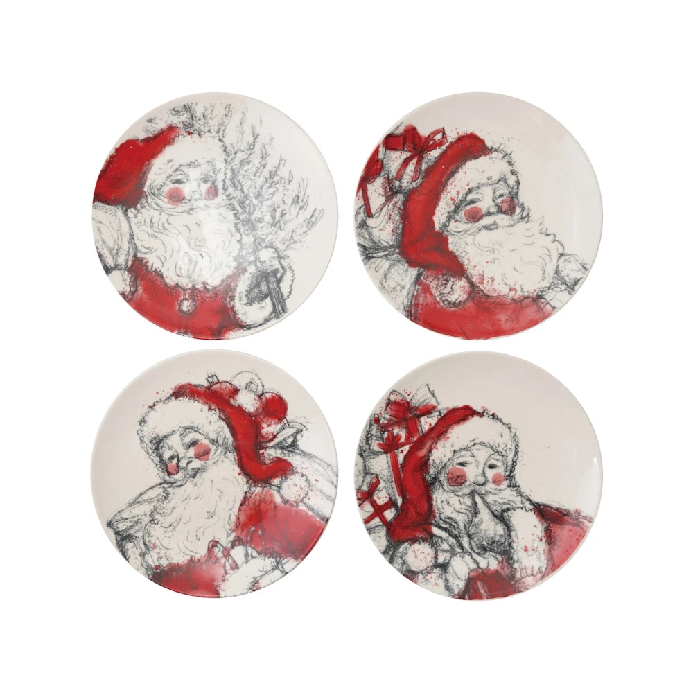 Stoneware Plates with Santa Image — alternate view 2