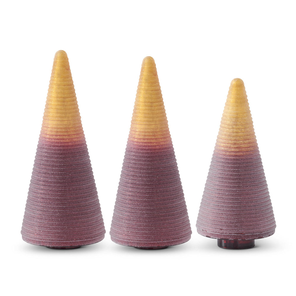 Medium Sugared Burgundy and Gold Ombre Ribbed Glass Tree — alternate view 2