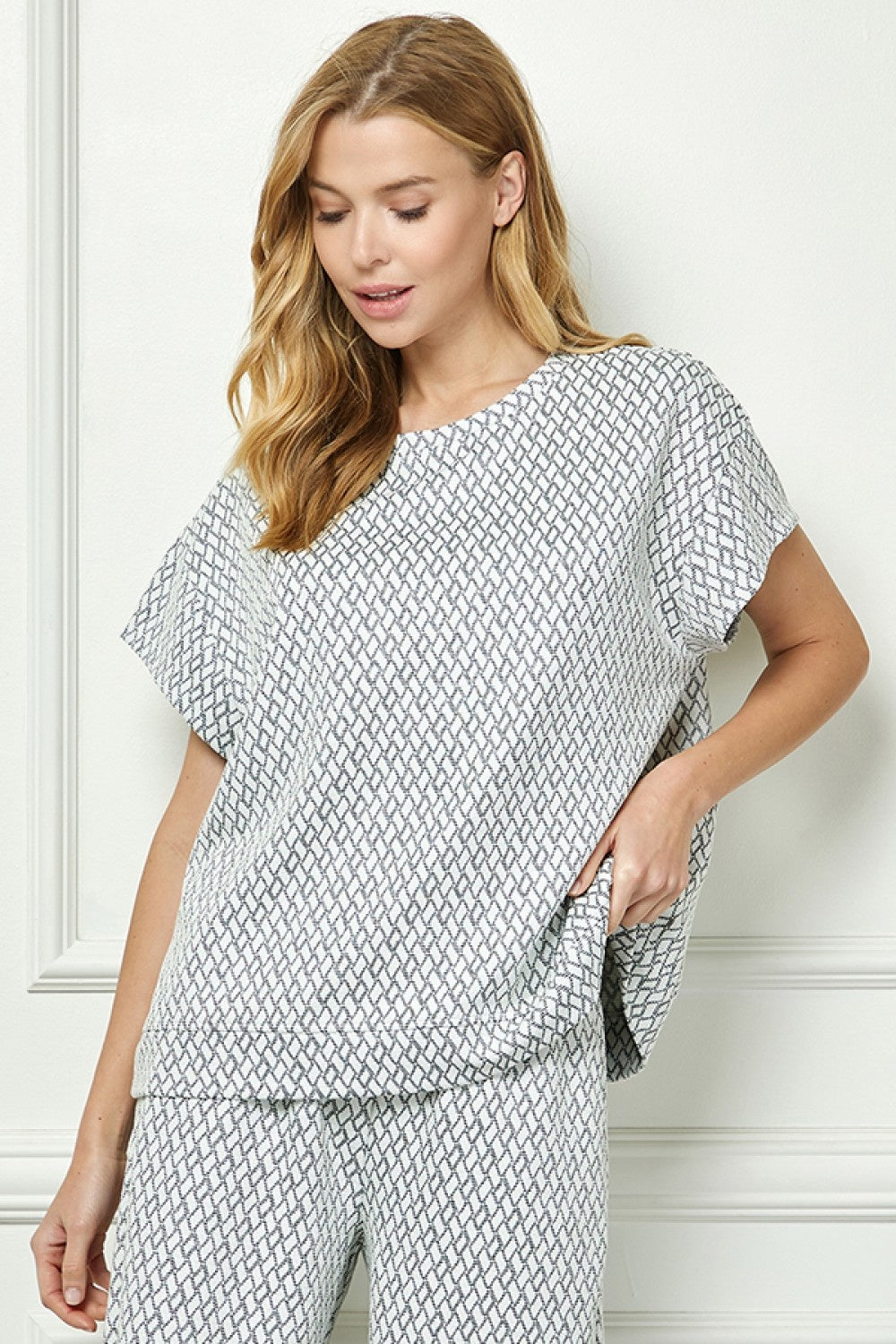 Metallic Jacquard Loungewear Top — alternate view 3