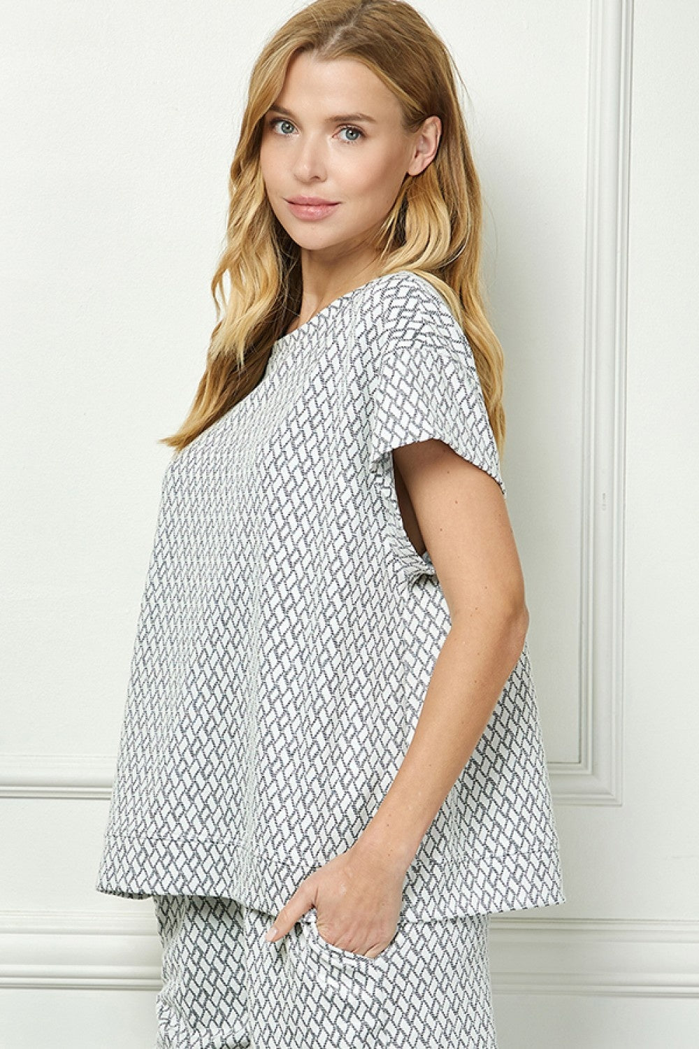 Metallic Jacquard Loungewear Top — alternate view 2