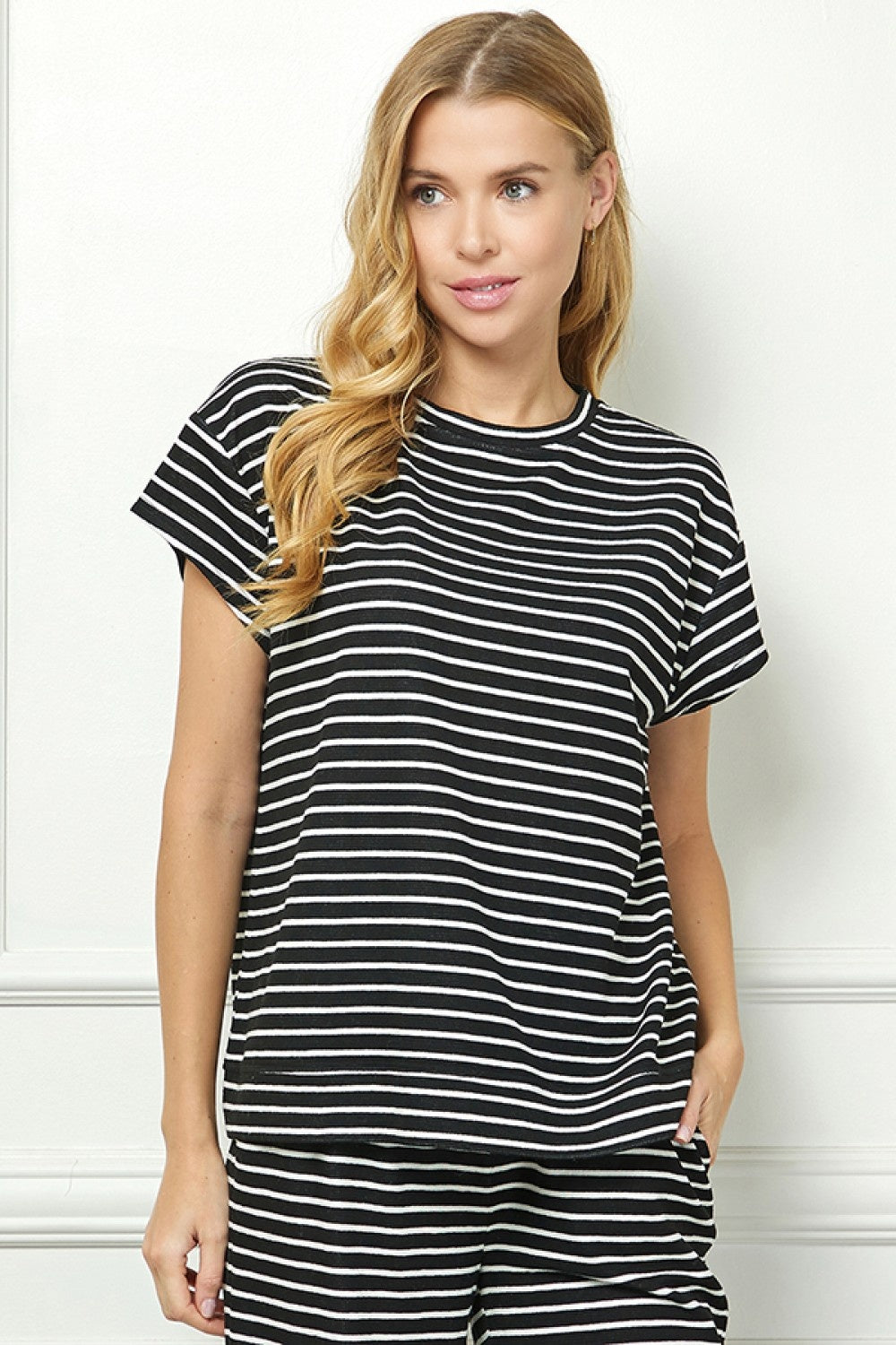 Stripe Short Sleeve Lounge Top Medium — alternate view 5