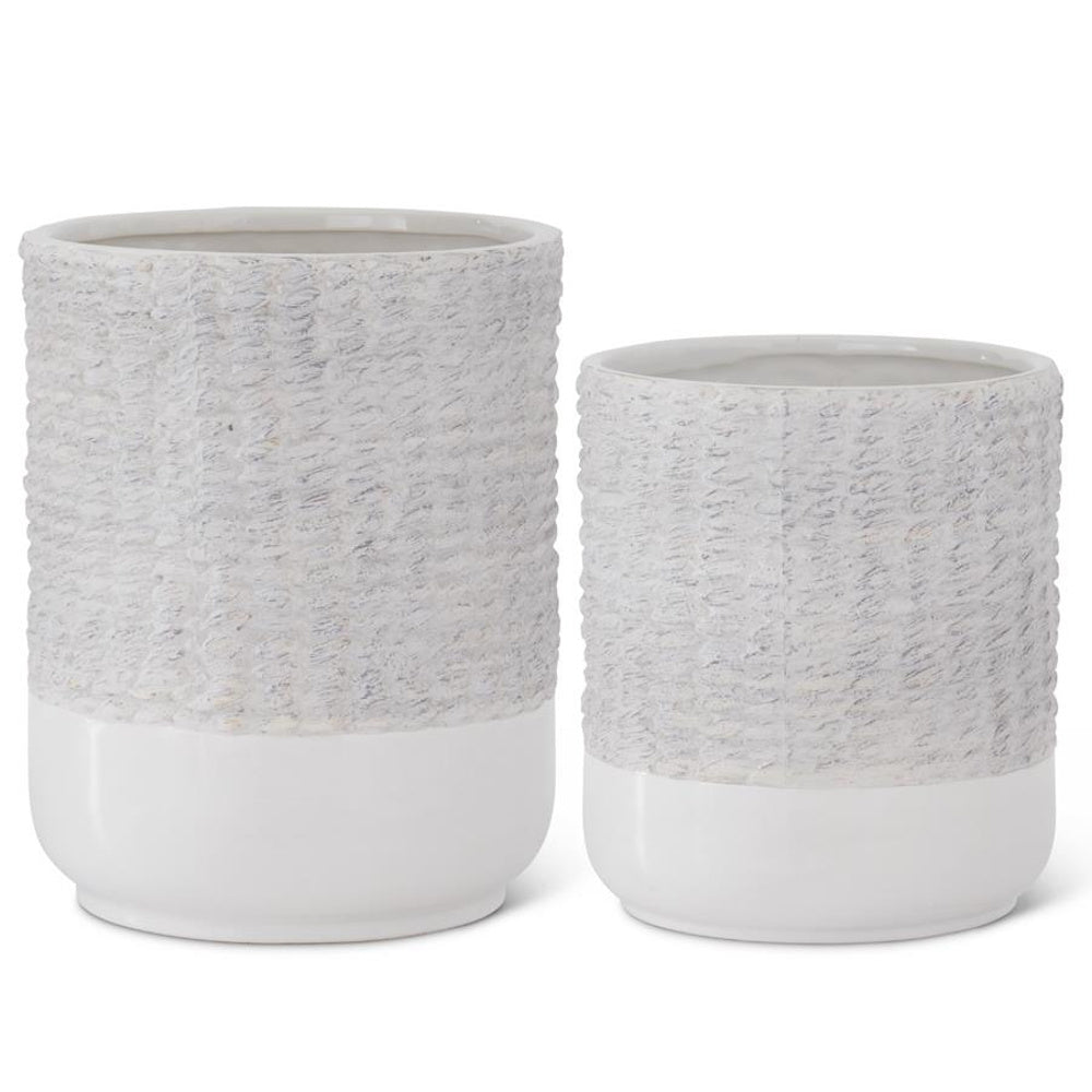 Large Tall Stoneware Pot with White Glazed Bottom — alternate view 2