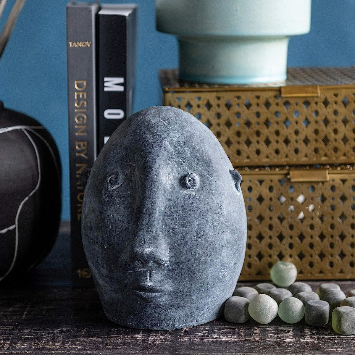 Terra-cotta Face, Distressed Matte Black Finish — alternate view 6
