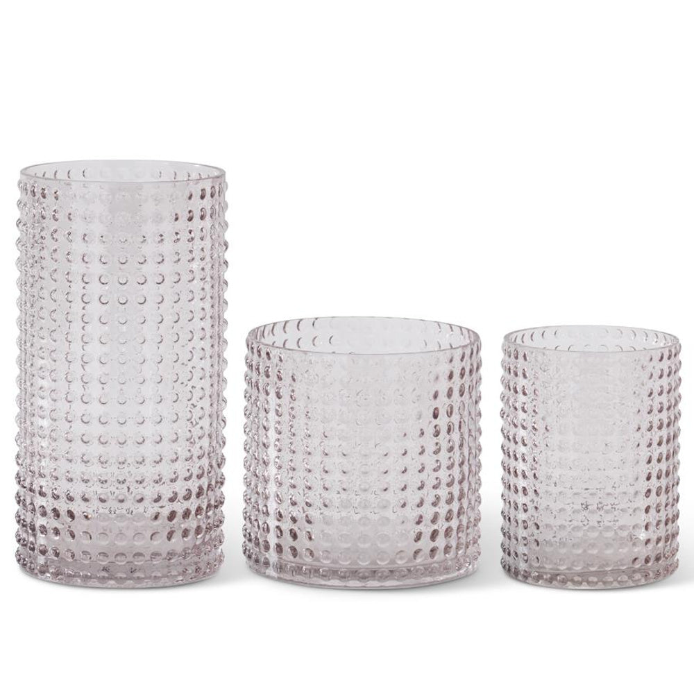 Small Transparent Pink Raised Dot Glass Vase — alternate view 2
