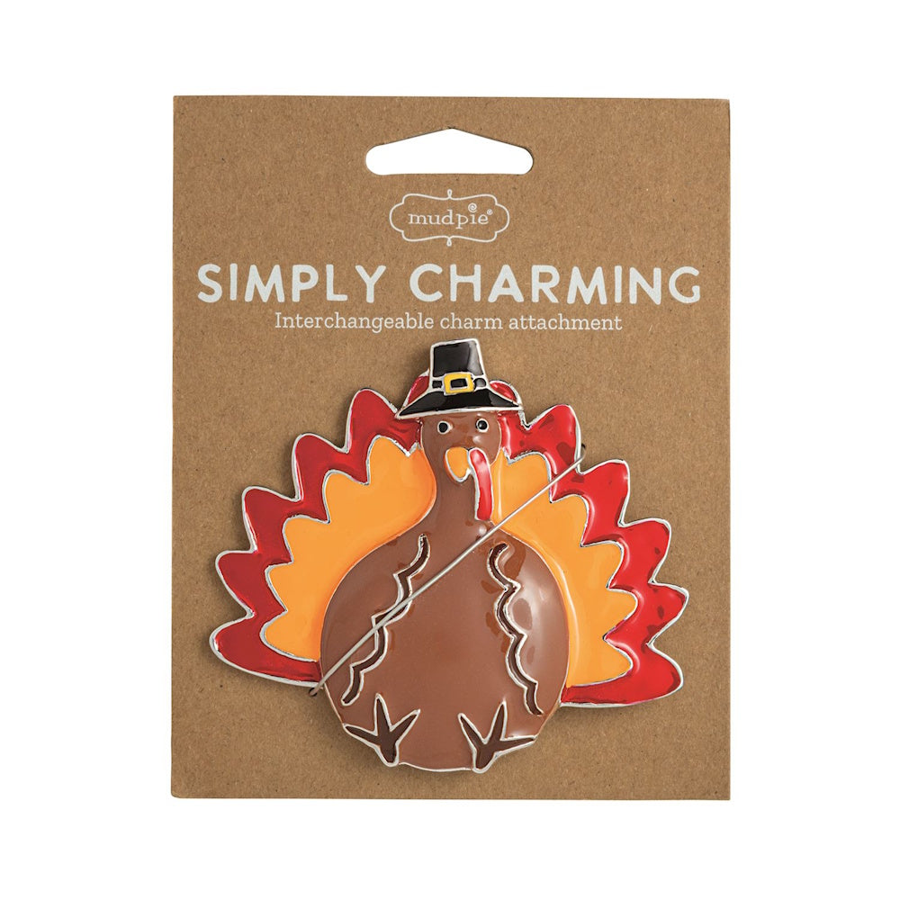 Mud Pie Thanksgiving turkey interchangeable charm attachment on cardboard packaging.