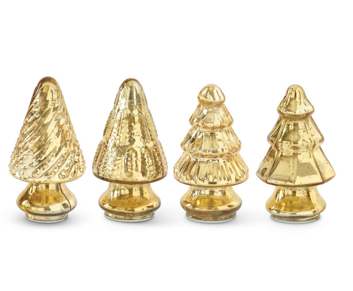 Mini Gold Mercury Glass Christmas Trees -4 Styles