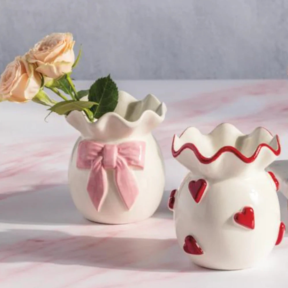 Valentine Ruffle Bud Vase