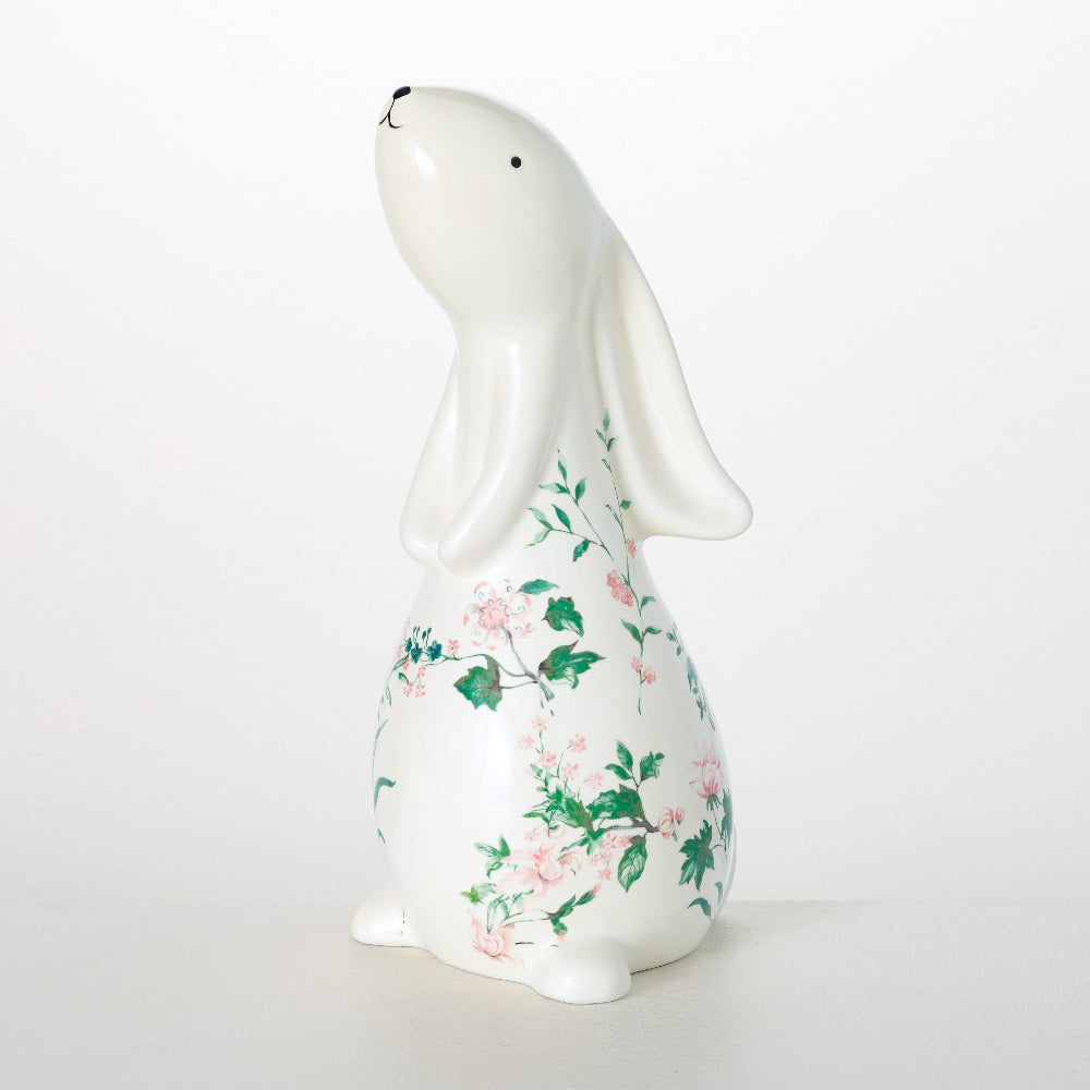 Peacock & Floral Bunny Figure