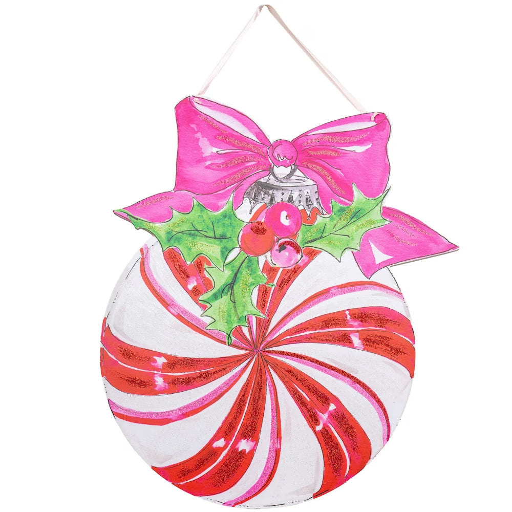 Vintage Candy Cane Ball PVC Door Hanger — alternate view 2