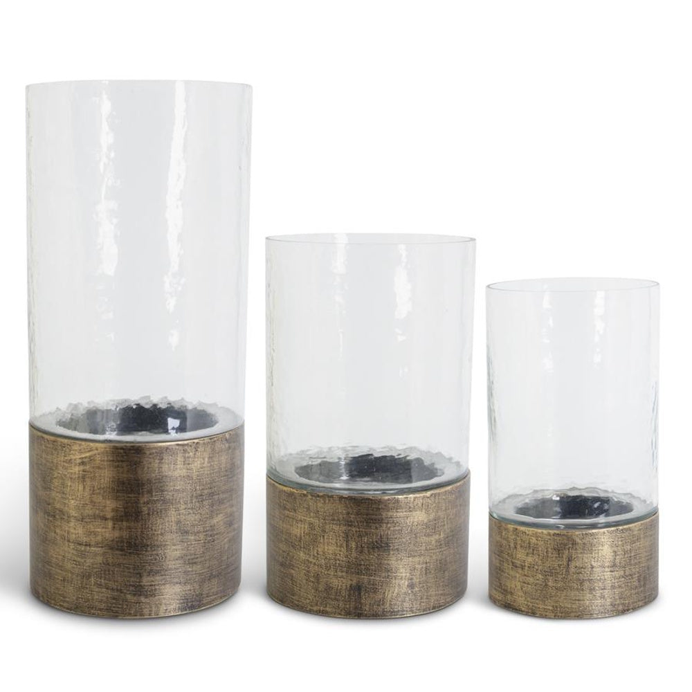 Small Wavy Glass Hurricanes on Copper Metal Base — alternate view 2
