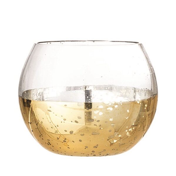 Glass Tealight Holder, Gold Finish