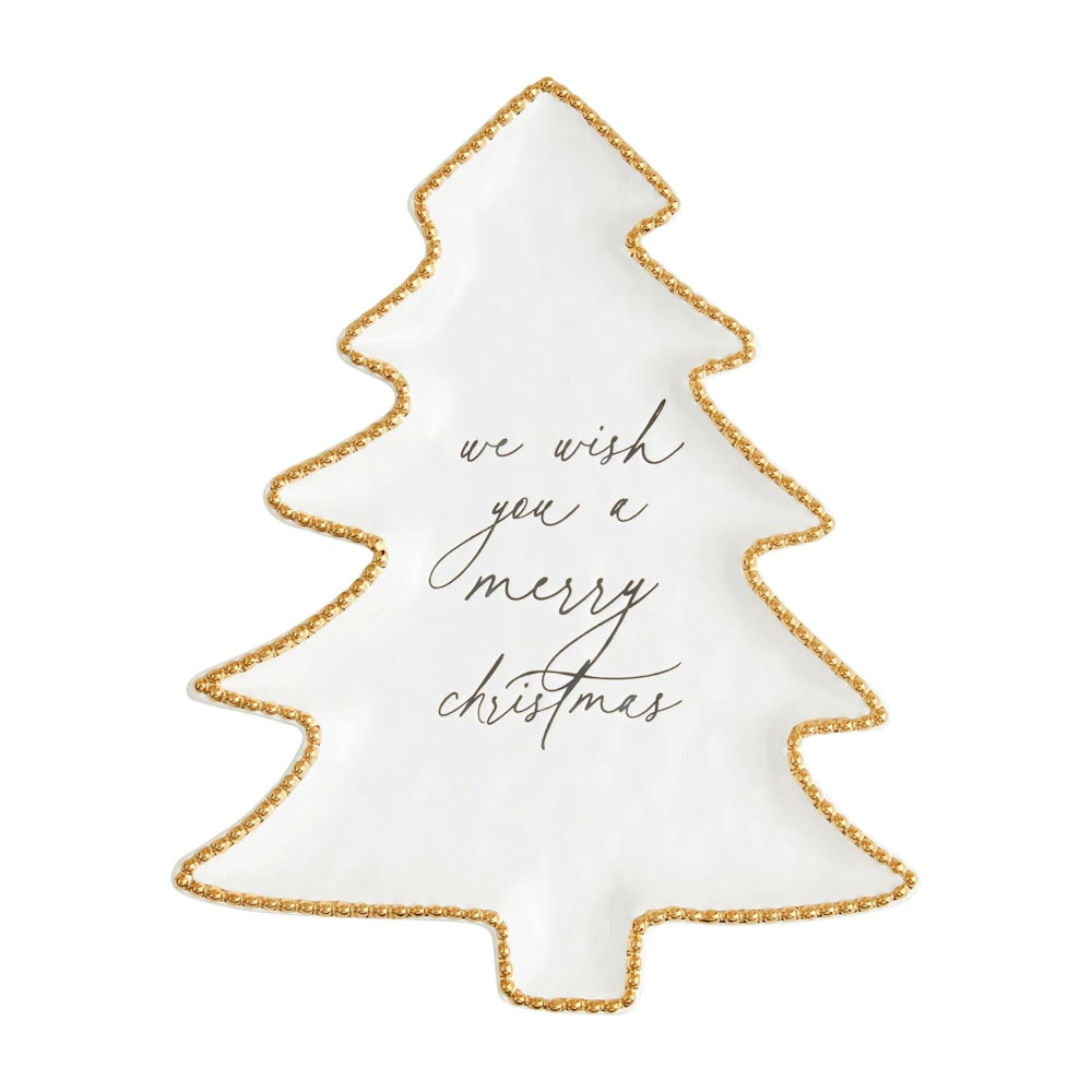 We Wish You a Merry Christmas Gold Beaded Platter — alternate view 2
