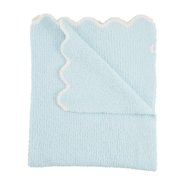Scallop Chenille Blanket Blue Gingham