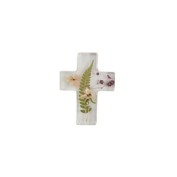 Dried Flower And Fern Resin Cross — alternate view 2