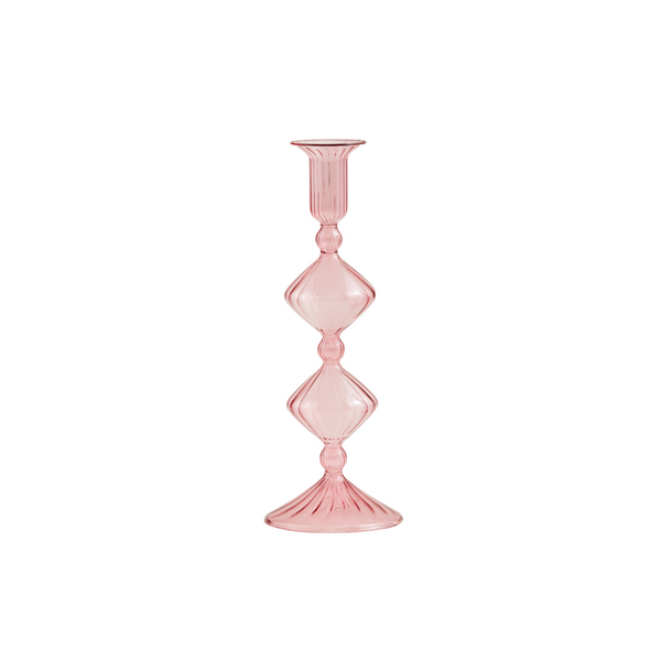 Pink Glass Taper Holder — alternate view 2