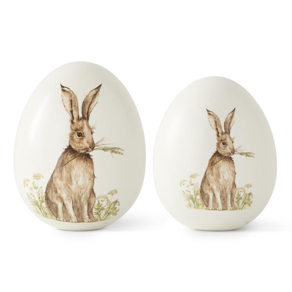 Large White Ceramic Tabletop Egg with Bunny — alternate view 2