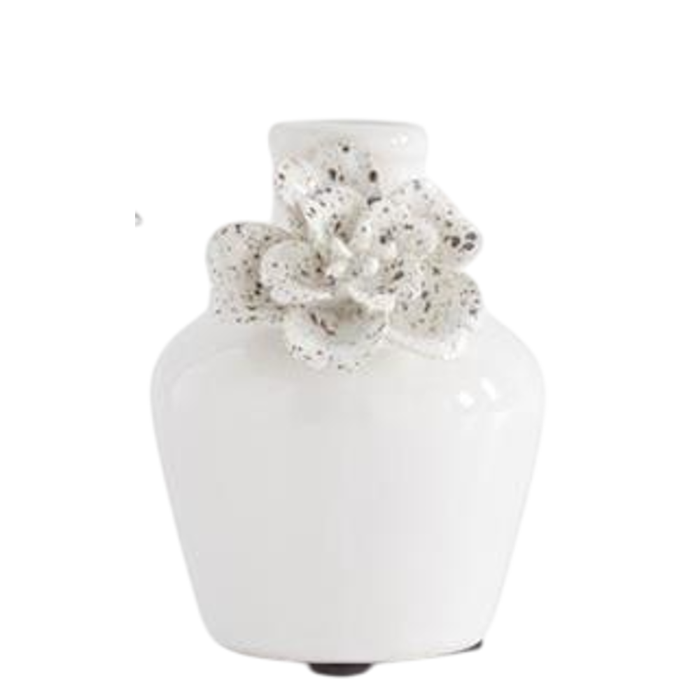 White Ceramic Vases with Raised Flowers — alternate view 5