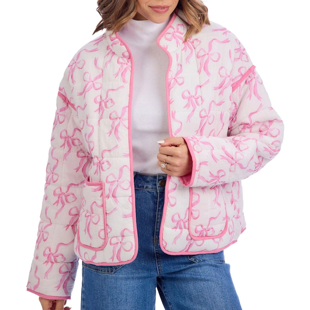 White Cher Long Sleeve Quilted Jacket