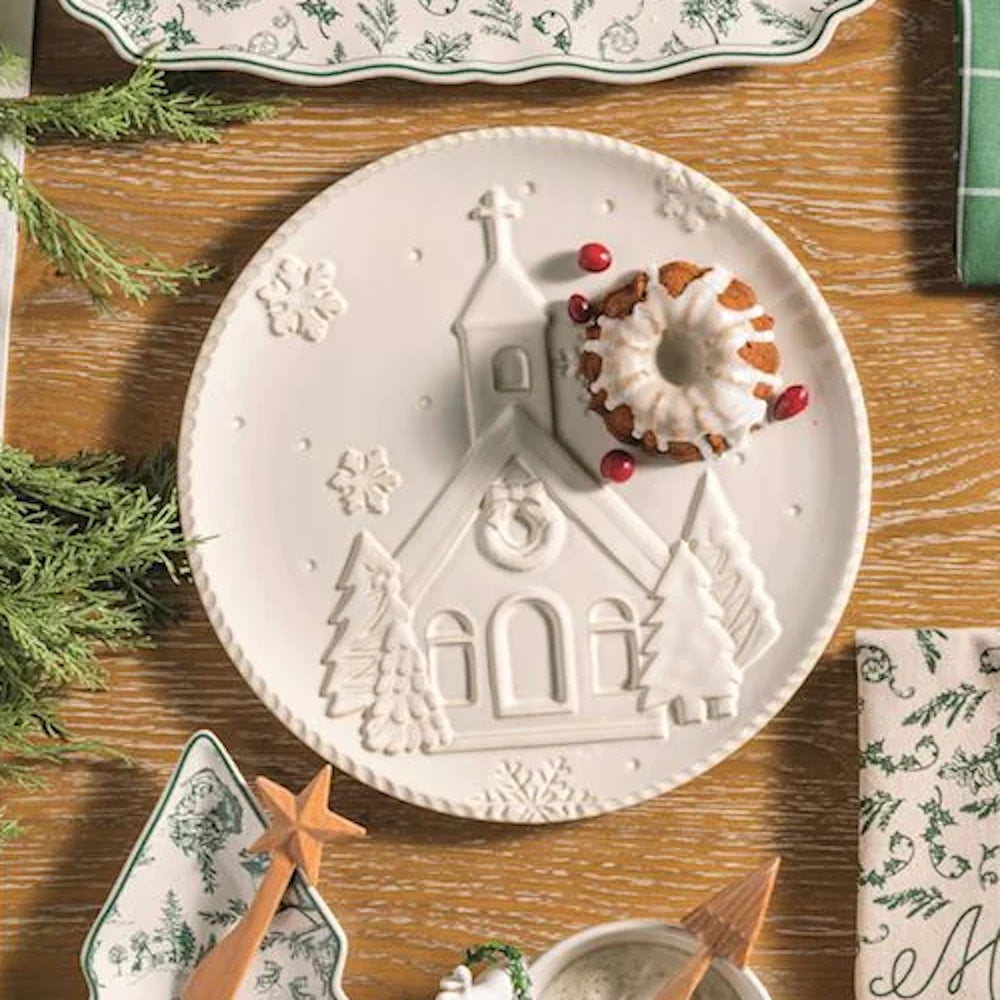 White Christmas Church Platter