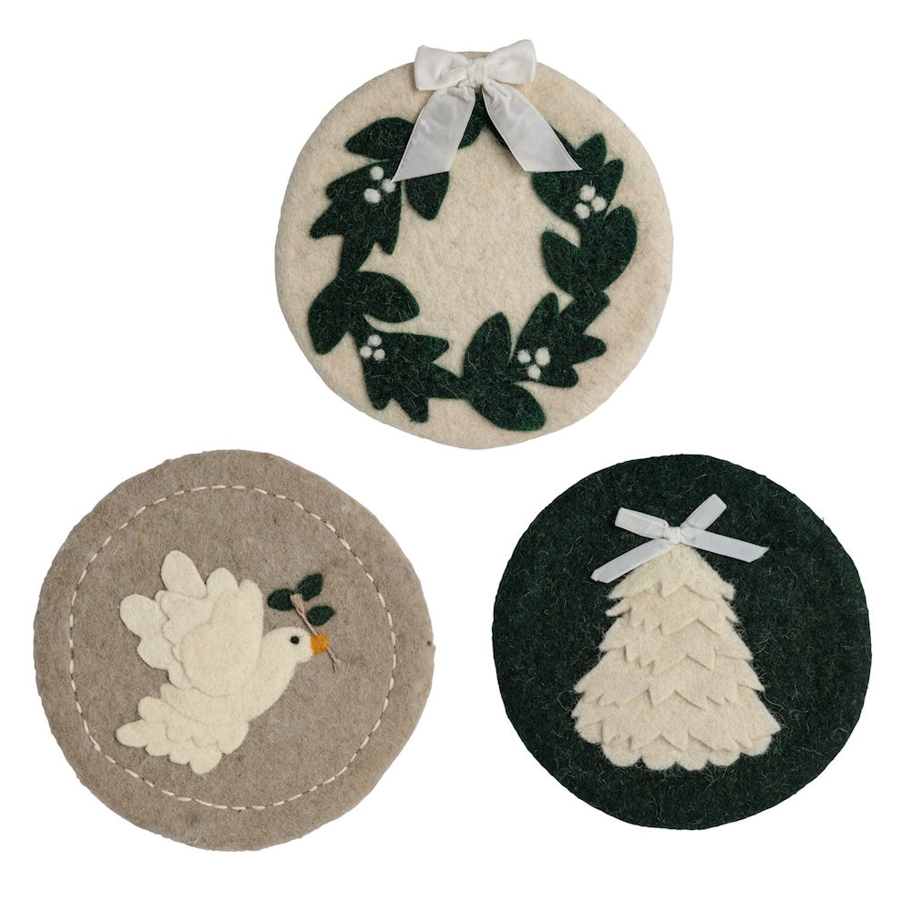 White Christmas Felted Trivets