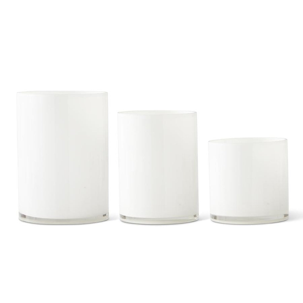 Medium White Glass Cylinder Vase — alternate view 2