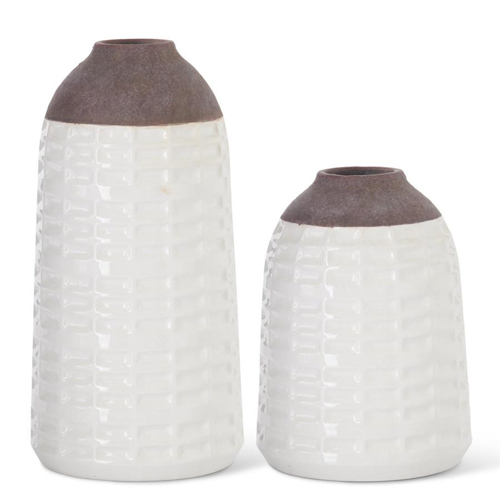 Large White Glazed Stoneware Vase with Unglazed Rim — alternate view 2