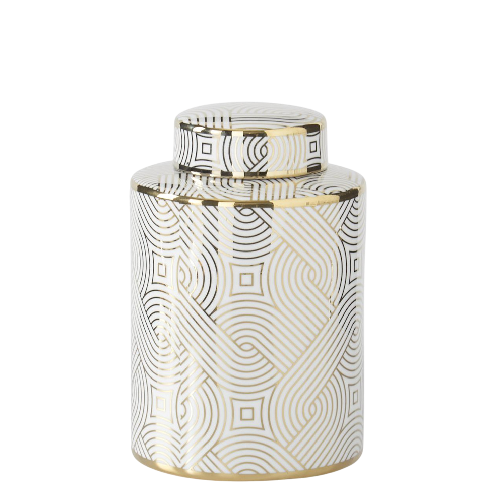 White & Gold Ceramic Ginger Jars — alternate view 2