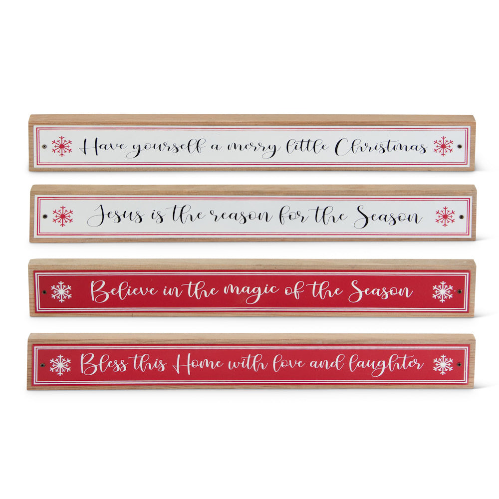 White & Red Enamel Holiday Message Signs