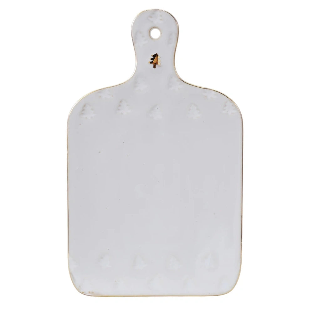 White Stoneware Cheese Cutting Board with Trees — alternate view 2