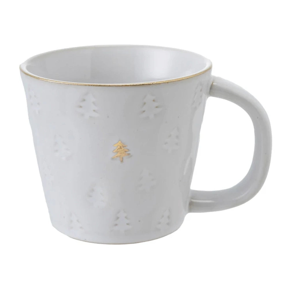 White Stoneware Mug with Trees — alternate view 2