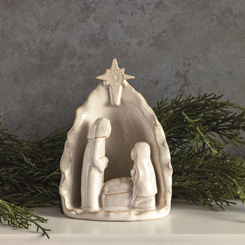 White Stoneware Nativity Scene