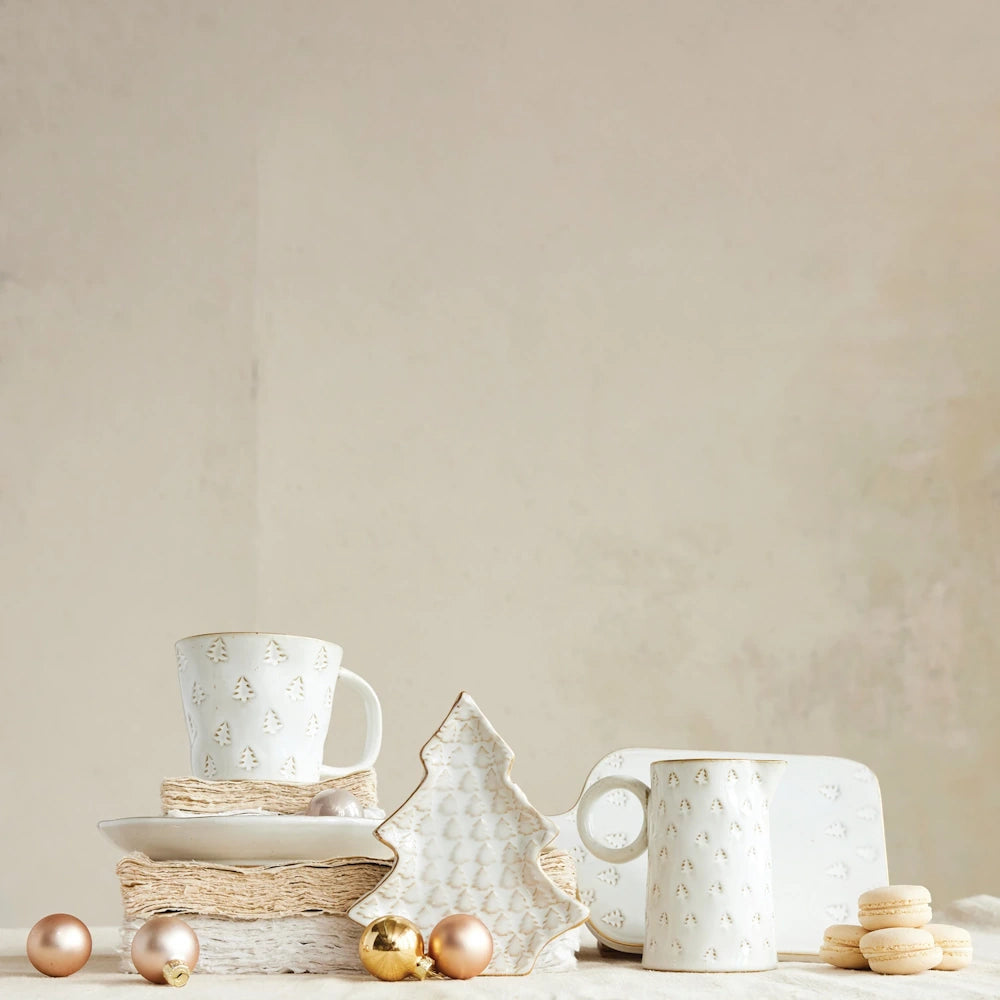 White Stoneware Plate with Trees — alternate view 3