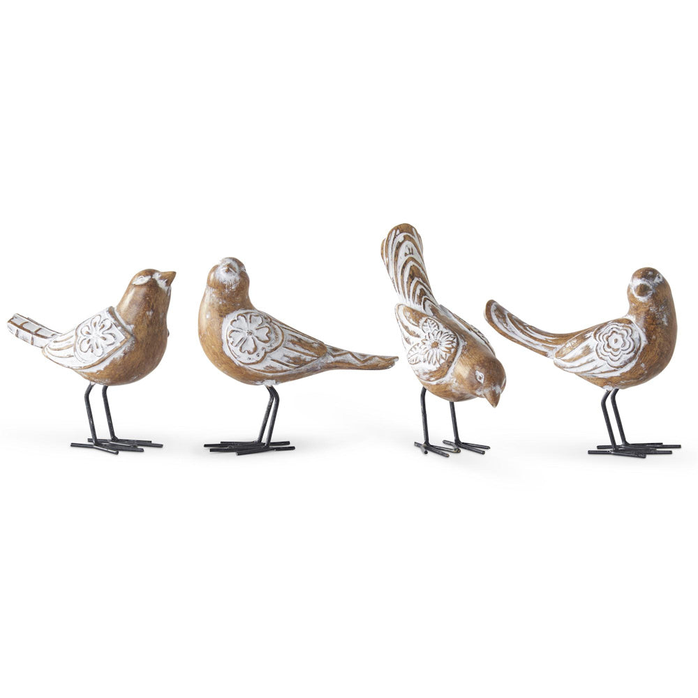 Whitewashed Resin Carved Bird with Metal Legs — alternate view 2