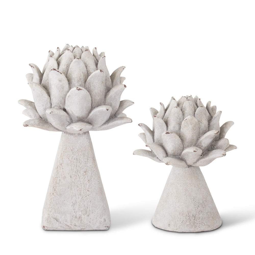 Large Whitewashed Resin Faux Stone Artichoke Finial — alternate view 2