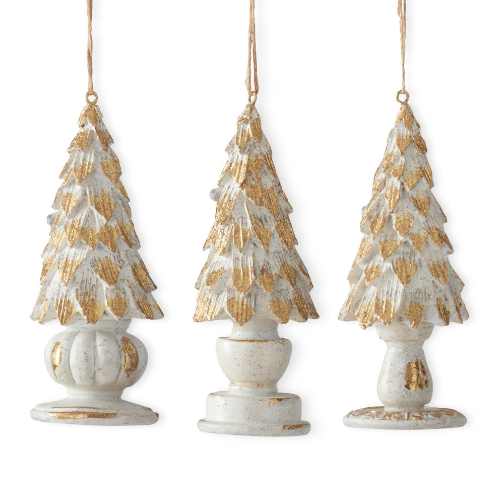 Whitewashed Tree with Gold Leaves on Base Ornaments