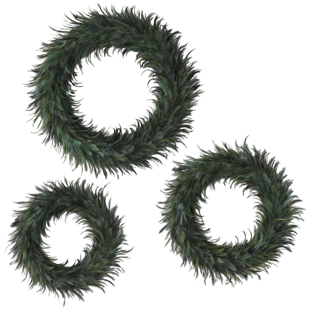 Wispy Green Feather Wreaths