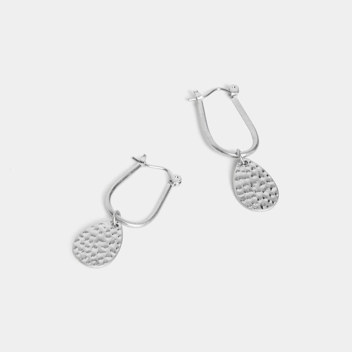 Hammered Teardrop Charm Dangle Earrings