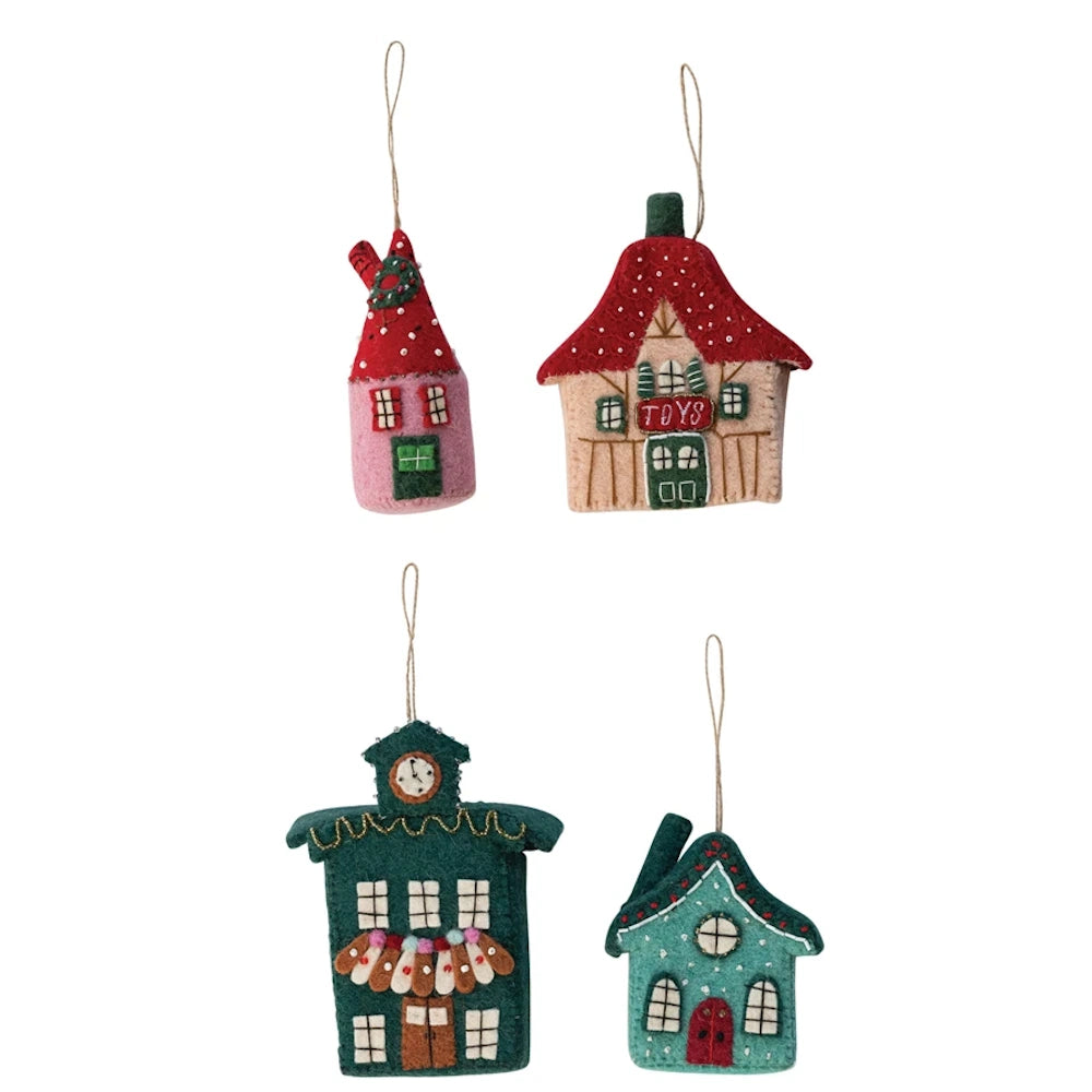 Handmade Wool Felt North Pole Village Ornament