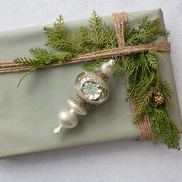 Gold Finial Ornament With Tinsel