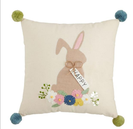 Bunny Embroidered Pillow- 2 Styles