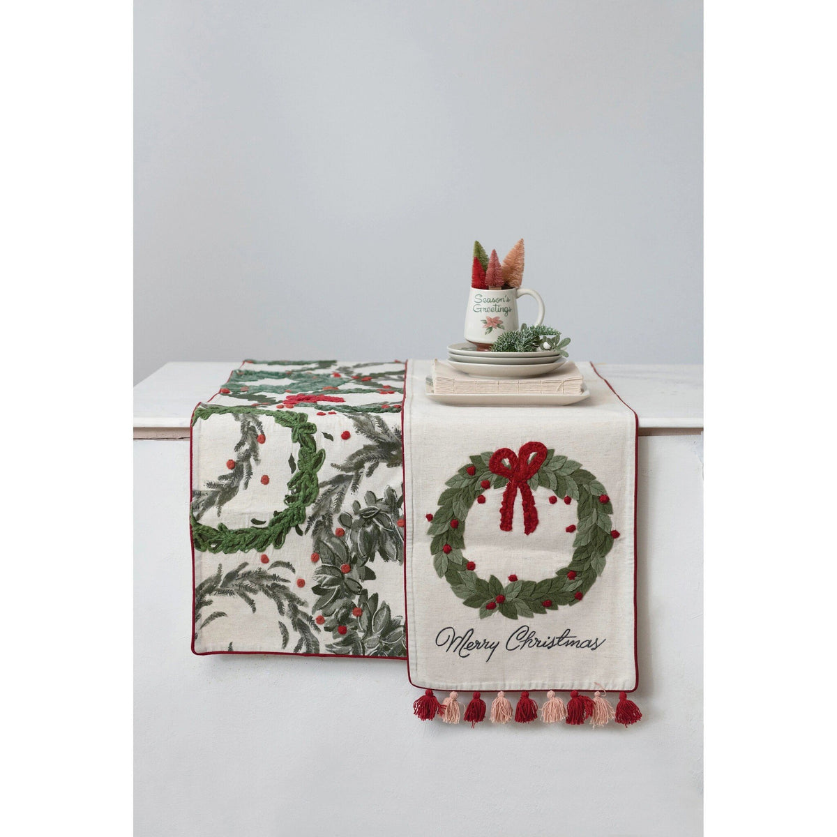 Cotton Printed Table Runner "Merry Christmas" — alternate view 2