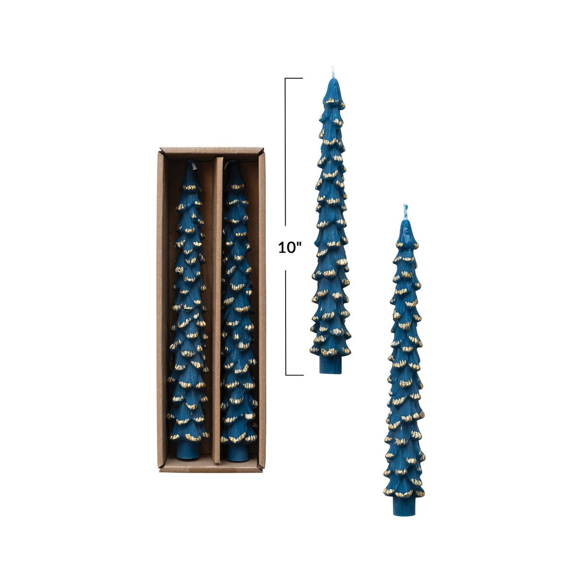 Unscented Tree Shaped Taper Candles w/ Gold Tips in Box — alternate view 3