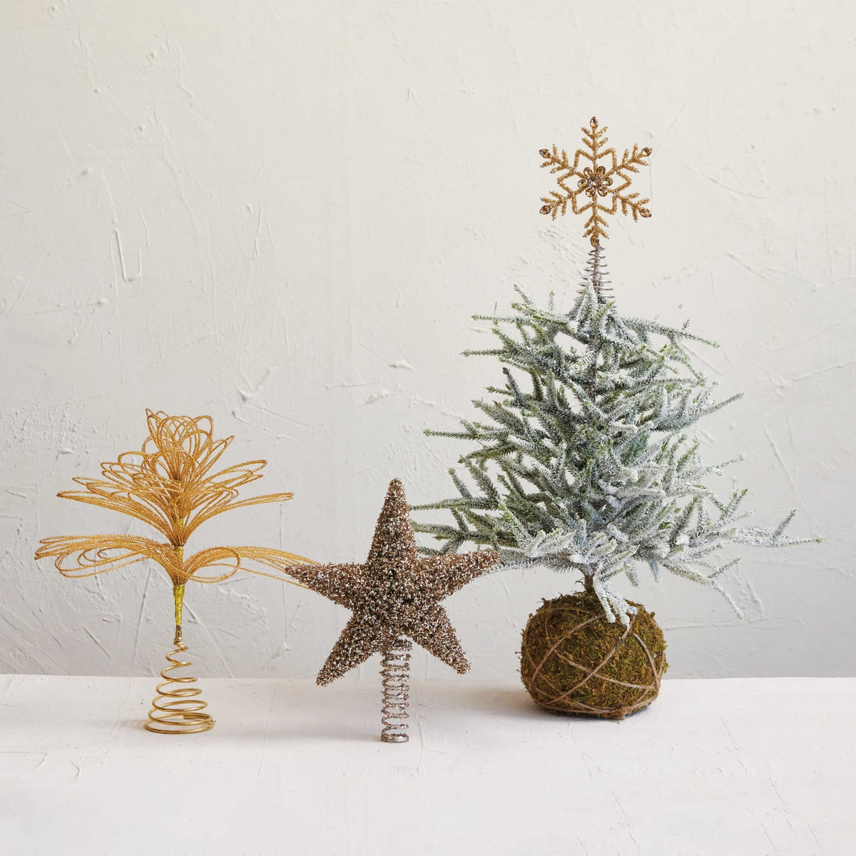 Metal & Glass Beaded Tree Topper, Gold Finish