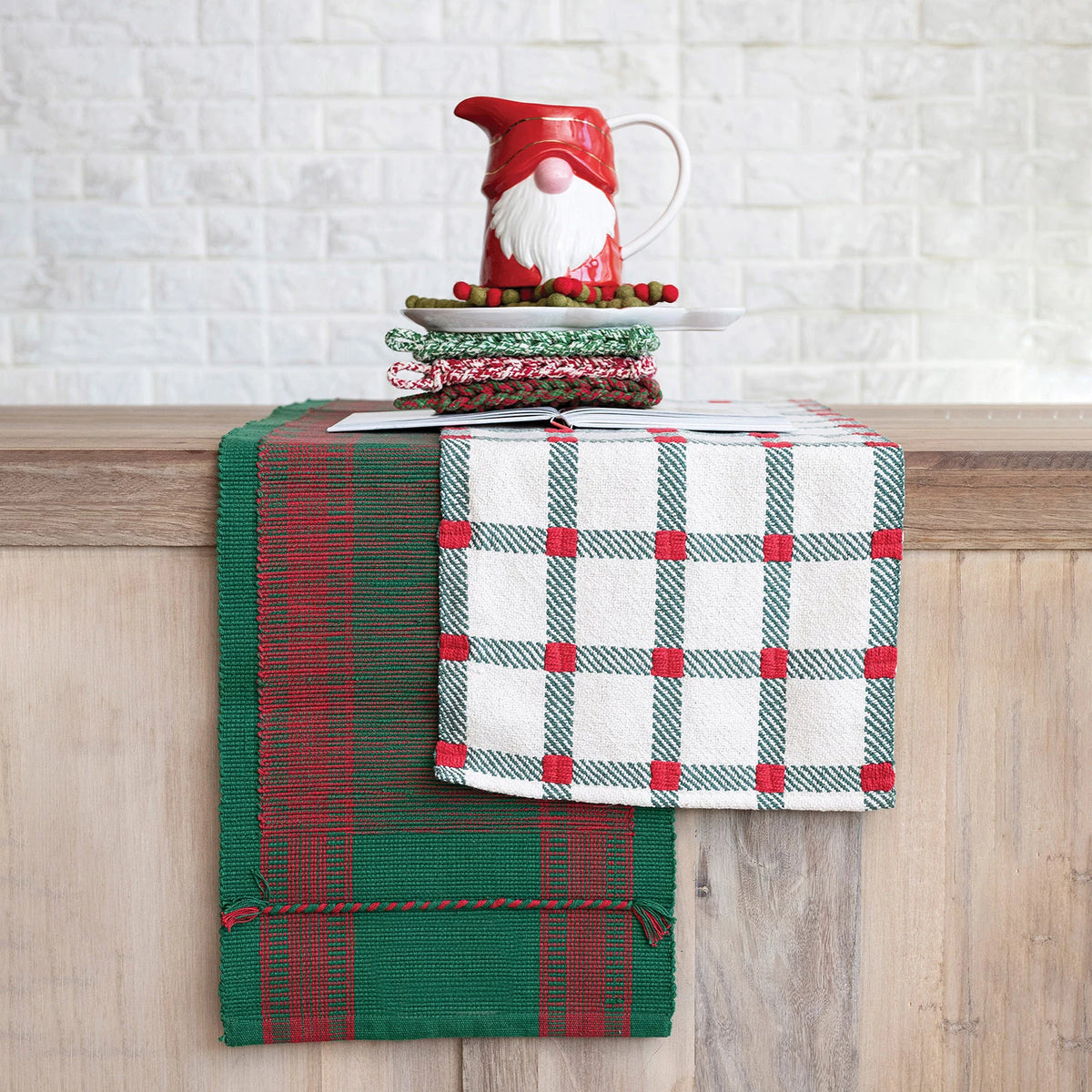 Woven Cotton Table Runner With Stripes