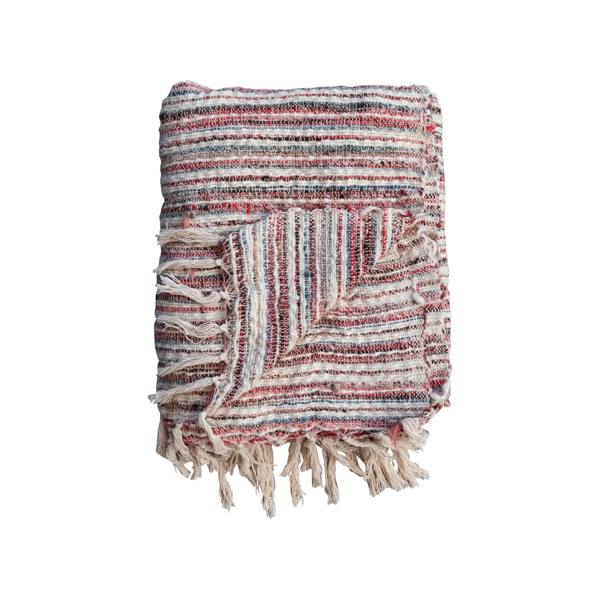 Stripes & Fringe Woven Cotton & Wool Throw — alternate view 2