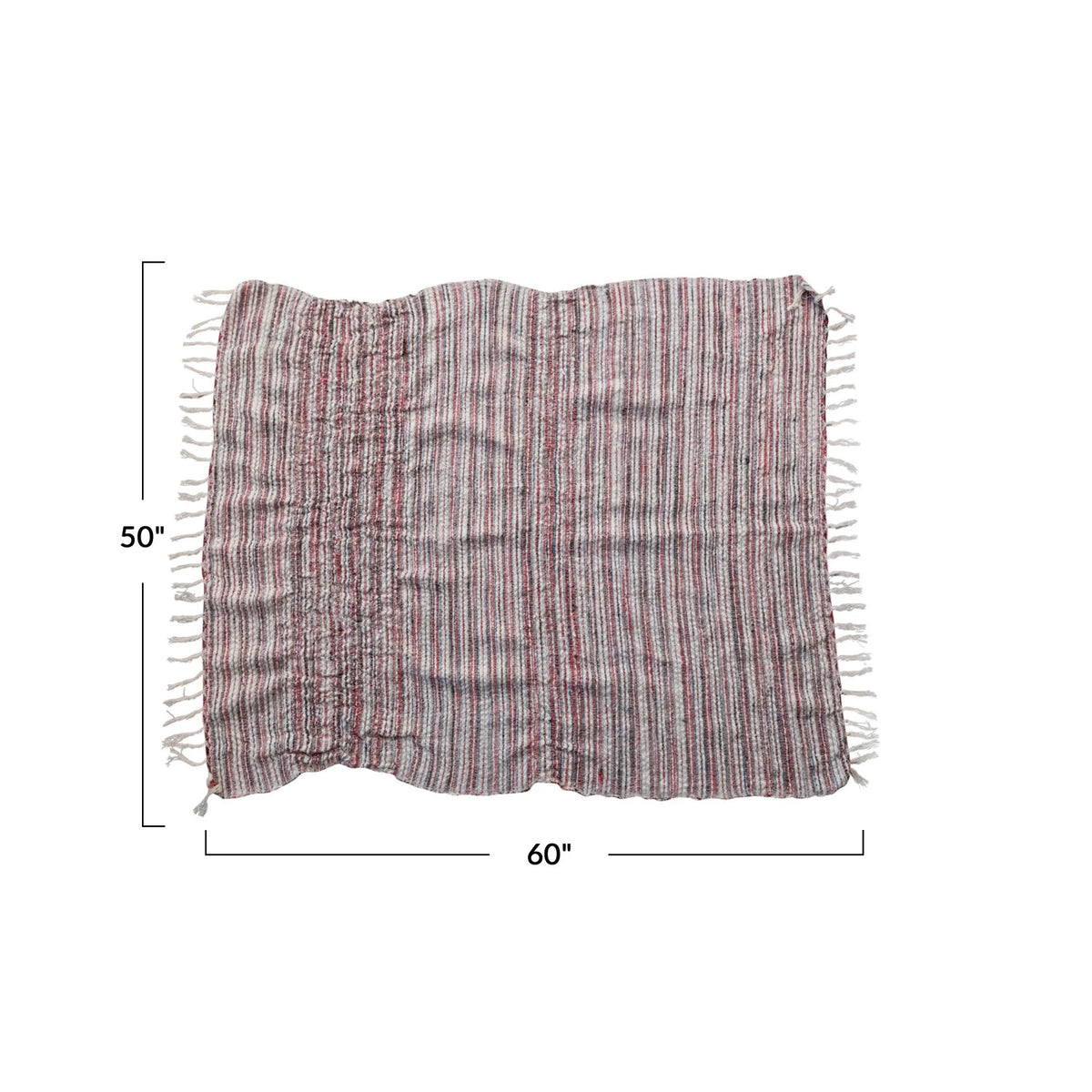 Stripes & Fringe Woven Cotton & Wool Throw — alternate view 3