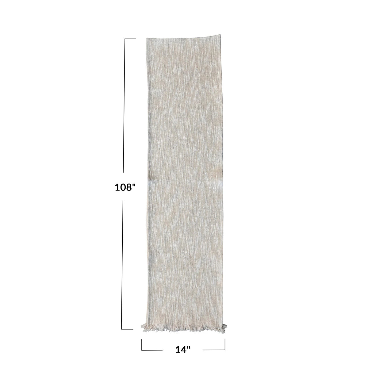 Woven Cotton Slub Table Runner With  Metallic Gold Thread & Fringe, Natural — alternate view 3